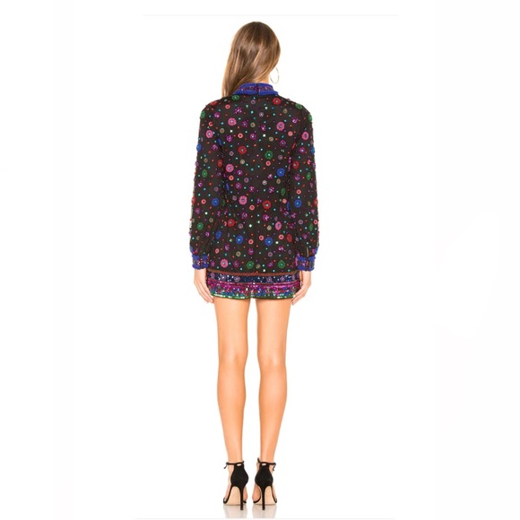 TULAROSA Multicolored Sequins Embroidered Floral Rainbow of Crystal Accents - Picture 2 of 9